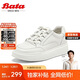 拔佳Bata小白鞋女商場(chǎng)同款牛皮厚底透氣休閑運動(dòng)板鞋UFI08CM4 白色 38