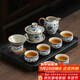 不拙茶具整套功夫茶具套裝家庭用客廳高檔青花瓷汝窯蓋碗9入泡茶套裝