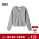 森馬（Semir）毛衣女冬季短款含羊毛破洞V領(lǐng)毛衫辣妹個(gè)性ins小個(gè)子101724107032