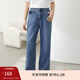纖莉秀新款大碼女裝梨型身材胖mm寬松直筒遮肉顯瘦牛仔褲0347 牛仔藍+ XL