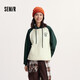 森馬（Semir）衛衣女秋冬季中長(cháng)款寬松立領(lǐng)抓絨上衣刺繡撞色連帽舒適內搭學(xué)院風(fēng) 【C款】白綠色調00314 L 165/88A