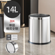 帝梵304不銹鋼垃圾桶家用衛生間廁所客廳廚房雙層無(wú)蓋雙層大號衛生桶 14L單層-304不銹鋼-送壓圈