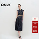 ONLY夏季通勤氣質(zhì)無(wú)袖翻領(lǐng)中長(cháng)款牛仔連衣裙女|124242015 J37 1000洗水藍牛仔 S 160/80A