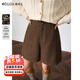 Olrain【5折】新款女秋季小個(gè)子高腰a字顯瘦休閑闊腿褲短褲 棕色 M