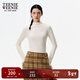 Teenie Weenie小熊女裝長(cháng)袖T恤冬白色簡(jiǎn)約軟糯中領(lǐng)修身氣質(zhì)打底衫 象牙白 M (165)