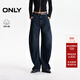 ONLY2025秋季新款寬松氣球版型高腰闊腿褲長(cháng)褲牛仔褲女|125332094 J3G 藍黑牛仔 2XL XXL標準褲長(cháng)