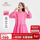 英氏（YEEHOO）女童連衣裙兒童衛衣裙時(shí)尚拼接網(wǎng)紗中大通裝裙子春 粉紅色 130