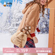 米菲（MIFFY）斜挎包女高級感水桶包手提毛絨包生日禮物肩帶可調可愛(ài)風(fēng)帶掛件 棕色