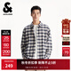 杰克·瓊斯（JACK&JONES）秋季男裝長(cháng)袖襯衫格子衫男外套休閑百搭潮流寬松設計感225305005 A06雪白色 常規 S