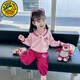G.duck小黃鴨女童套裝秋裝洋氣兒童衛衣套裝春秋季女寶寶衣服4-6歲加絨 粉色草莓熊【春秋款】 110 建議100-110cm3-4歲