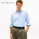 Tommy Hilfiger26春夏新款男裝亞麻休閑通勤度假風(fēng)條紋純色長(cháng)袖襯衫外套 【條紋亞麻】藍白條紋0A5 M （推薦：135-150斤）