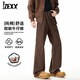 IZEXX美式復古直筒牛仔褲男春季潮牌情侶寬松休閑百搭長(cháng)褲ZSJ25咖啡2XL