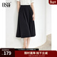 歐莎（OSA）夏季中長(cháng)款半身裙微胖遮肉高級感a字傘裙小個(gè)子高腰顯瘦職業(yè)裙子 黑色 S