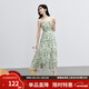 紅袖綠色碎花連衣裙夏季2024新款女裝收腰垂感顯瘦氣質(zhì)小眾雪紡吊帶裙 綠花602 M