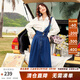 兩三事復古牛仔背帶裙女2025春季新款冬季新款牛仔裙半身裙裙子一人相伴 牛仔藍（小個(gè)子） M