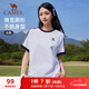 駱駝（CAMEL）夏日純棉T神女士圓領(lǐng)短袖透氣上衣T恤 C26BAXLN092 無(wú)際白/黑 L