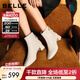 百麗（Belle）氣質(zhì)羊皮時(shí)裝靴女2025冬新商場(chǎng)同款高跟通勤優(yōu)雅短靴3LI44DD5 米白色-單里 37 (235mm)