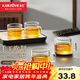 金灶（KAMJOVE）玻璃水杯透明茶杯品茗杯新款帶把玻璃杯耐高溫小茶杯花茶杯套裝 透明玻璃小茶杯 120ml 4只