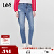 Lee413標準高腰小直腳中藍色女牛仔褲復古潮流A06422