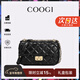 COOGI包包女款輕奢品牌牛皮女士單肩斜挎包女情人節生日禮物送老婆女友 黑色