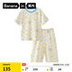 蕉內（Bananain）棉棉520H兒童睡衣男女童好好吃主題涼感印花短袖中褲家居服套裝夏 冰山藍-君子之蕉 110