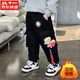 酷樂(lè )羊奧特曼男童褲子2025款兒童秋冬加絨加厚運動(dòng)工裝褲寶寶一體絨衛褲 黑色 加絨冬款 120