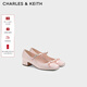 CHARLES&KEITH26春新品蝴蝶結圓頭瑪麗珍鞋芭蕾舞鞋CK1-60361613 Light Pink淺粉色 38 （245）