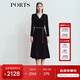 PORTS寶姿女裝2025秋冬新款時(shí)尚V領(lǐng)腰鏈造型優(yōu)雅絲絨中長(cháng)連衣裙 黑色 XS (2)