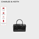 CHARLES&KEITH25冬季新品多背法鏈條手提包波士頓包新年禮物送女友CK2-30151559 Noir黑色 S