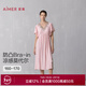 愛(ài)慕春夏睡美人睡衣女柔軟莫代爾短袖帶胸墊家居睡裙AM44A851 慕斯粉37L M 165
