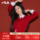 FILA 斐樂(lè )官方楊冪同款馬上起飛腮紅毛衣女士編織外套2026春時(shí)尚開(kāi)衫