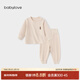 babylove寶寶內衣套裝春秋季彩棉分體家居服嬰幼兒純色睡衣兩件套秋衣秋褲 無(wú)染彩棕 90