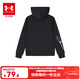 安德瑪（Under Armour）童裝秋冬連帽兒童衛衣保暖休閑運動(dòng)百搭印花衛衣 黑色 150