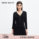 MISS SIXTY毛織連衣裙女V領(lǐng)小香風(fēng)彈力修身A字裙短裙 黑色 S
