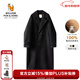 William fox&sons新復古回潮精紡初剪100%綿羊毛過(guò)膝長(cháng)款氣質(zhì)雙排扣雙面羊毛呢大衣 黑色-100%綿羊毛 XL /52