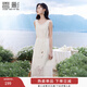 香影重工蕾絲連衣裙女無(wú)袖2025夏裝新款米白鏤空鉤花絕美海邊裙子 米白 L 165/88A/110-125斤