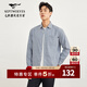 七匹狼【純棉】長(cháng)袖襯衫男裝秋季新款抗皺肌理提花休閑襯衣柔軟上衣 112(中藍) XL 175