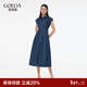 歌莉婭涼感彈力牛仔連衣裙女夏2025新款大方得體小裙子1E4L4J0W0 80U深牛仔藍 L