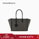 EMPORIO ARMANI/阿瑪尼官方旗艦【情人節禮物】女士大號單肩手提斜挎托特包秋冬 FC033-黑色/淡褐色 均碼