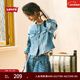 Levi's李維斯女士法式元氣時(shí)尚潮流休閑簡(jiǎn)約圓領(lǐng)短款藍色牛仔外套 淺藍色 S