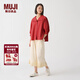 MUJIIDEE 女式 平紋 七分袖襯衫 女士襯衣外套春秋  GAD05C4S 深紅色 M （155/80A）