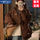 莫代爾羊羔絨毛棒球服外套女2025秋冬季新款加絨加厚棉服兩面穿學(xué)生棉衣 咖色 M 建議86-100斤