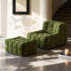 鐵島坊華夫格鹿島沙發(fā)設計師綠色網(wǎng)紅豆腐塊方糖懶人沙發(fā)休閑單人沙發(fā)椅 綠色沙發(fā)+帶踏【Italy原版進(jìn)口雪尼爾絨