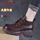 布諾旅（BRONOLV）頭層牛皮馬丁靴女2026冬季新款短靴高幫樂(lè )福皮鞋爆款時(shí)尚氣質(zhì)加絨 深棕單里【增高6cm】 38 【標準碼】