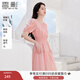 香影法式方領(lǐng)連衣裙女2025夏季新款溫柔風(fēng)粉色打攬收腰絕美仙女裙 粉色 XL 170/92A/125-140斤