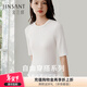 金三塔真絲打底衫桑蠶絲混紡羅紋七分袖/長(cháng)袖舒適打底衣 白色-中袖 XL
