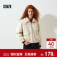 森馬（Semir）牛仔外套女冬季仿羊羔毛翻領(lǐng)夾棉寬松2025工裝風(fēng)夾克109725108017