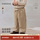 babylove寶寶褲子秋冬季休閑長(cháng)褲燈芯絨保暖純色百搭兒童外出直筒褲 米棕色 80