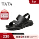 他她（TATA）真皮復古涼鞋男款軟底沙灘鞋休閑涼鞋秋季新款73X01BL5 黑色 43