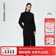 朗姿高領(lǐng)收腰輕禮服連衣裙小香風(fēng)氣質(zhì)通勤風(fēng)長(cháng)裙女2025年冬季新款 黑色 M
